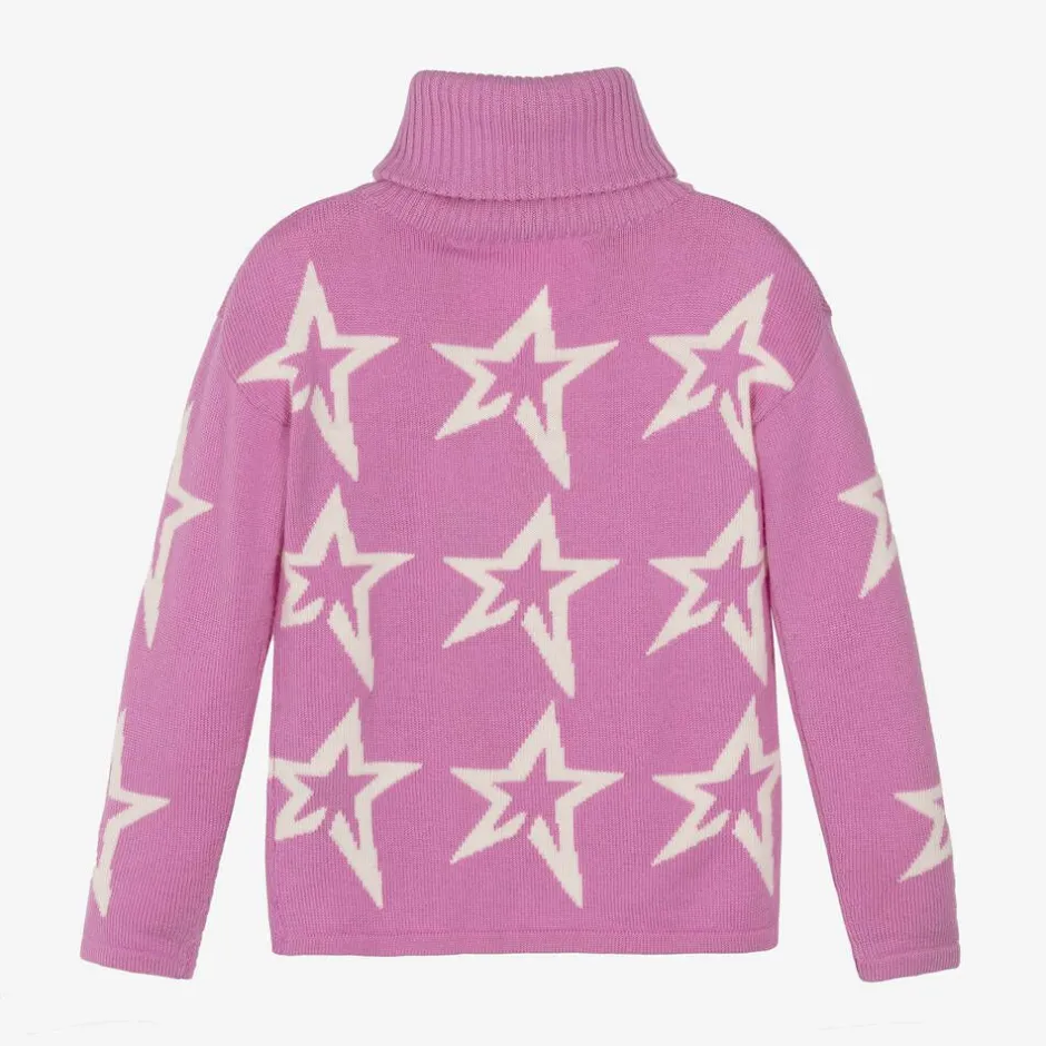Perfect Moment Girls Pink Roll Neck Star Sweater Hot