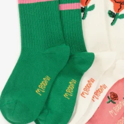 Mini Rodini Girls Pink Roses Organic Cotton Socks (3 Pack) Discount