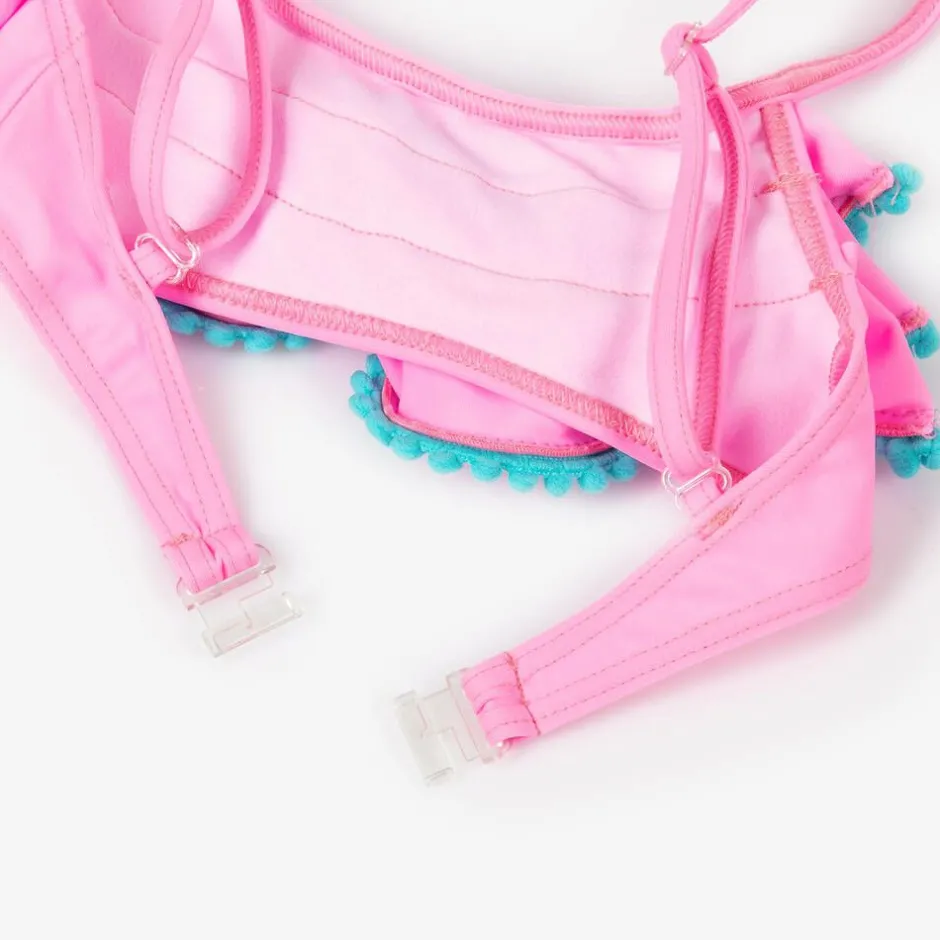 Selini Action Girls Pink Ruffle & Blue Pom-Pom Bikini Outlet