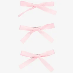 Junona Girls Pink Satin Bow Hair Clips (3 Pack) Discount