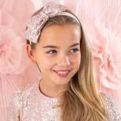 Patachou Girls Pink Sequin Bow Hairband Online