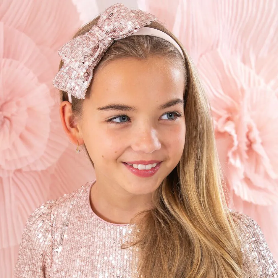 Patachou Girls Pink Sequin Bow Hairband Online