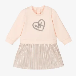 Michael Kors Kids Girls Pink Sequin Logo Jersey Dress