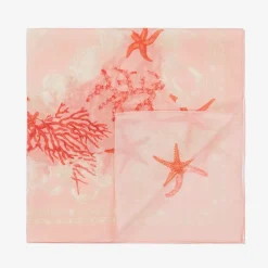 Versace Girls Pink Silk Barocco Sea Kids Foulard New
