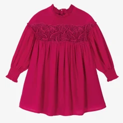 Chloé Girls Pink Silk Guipure Lace Dress Outlet