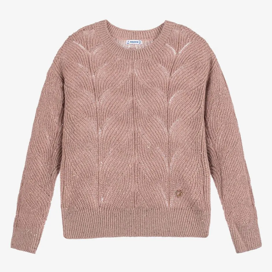 Mayoral Girls Pink Sparkle Knit Sweater Outlet