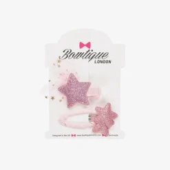 Bowtique London Girls Pink Star Hair Clips (2 Pack) New