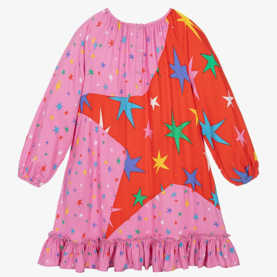 Stella McCartney Kids Girls Pink Star Print Viscose Dress New