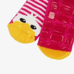 Country Kids Girls Pink Striped Duck Slipper Socks Discount