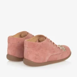 Pom dApi Girls Pink Suede Leather First Walker Boots New