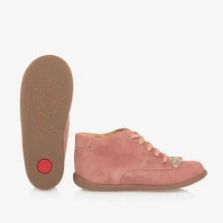Pom dApi Girls Pink Suede Leather First Walker Boots New