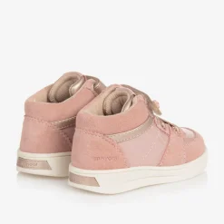 Mayoral Girls Pink Suede Leather High-Top Trainers Discount