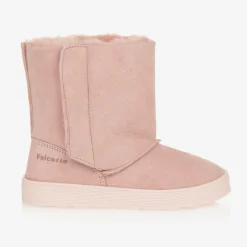 Falcotto by Naturino Girls Pink Suede Leather Boots Outlet
