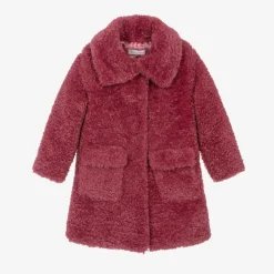 Monnalisa Girls Pink Teddy Fleece Coat