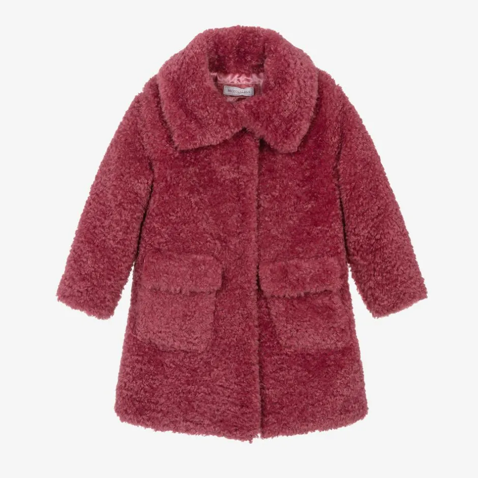 Monnalisa Girls Pink Teddy Fleece Coat