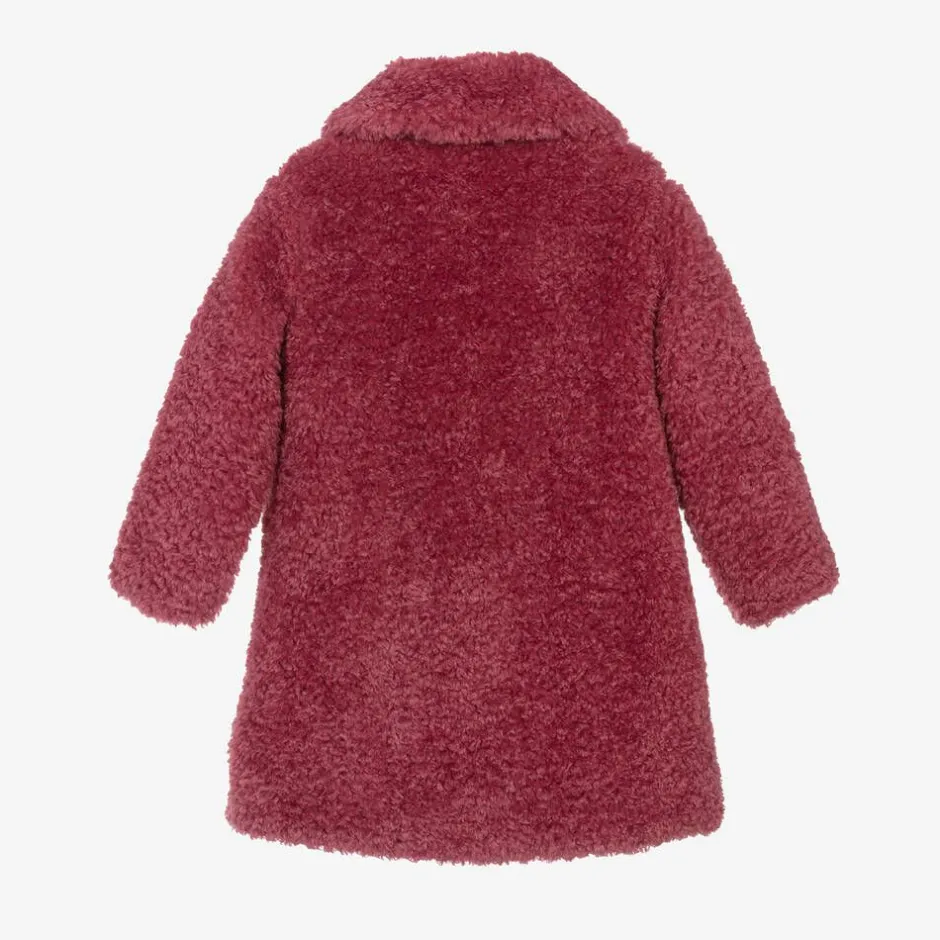 Monnalisa Girls Pink Teddy Fleece Coat
