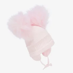 Sätila of Sweden Girls Pink Tindra Double Pom-Pom Hat Hot