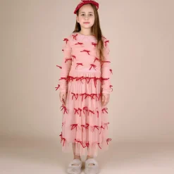 RaspberryPlum Girls Pink Tulle & Velvet Bow Dress Clearance