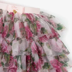 Angels Face Girls Pink Tulle Rose Print Skirt PinkRoses Online