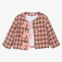Phi Clothing Girls Pink Tweed Bow Jacket Best
