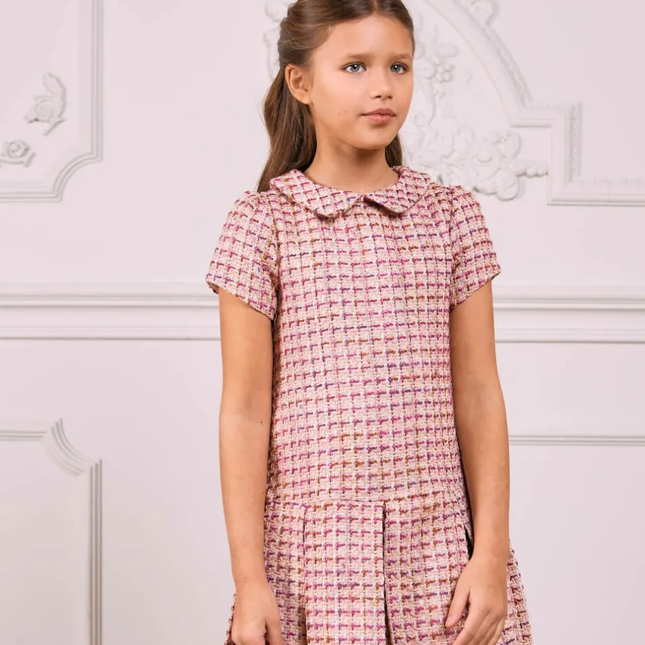 Patachou Girls Pink Tweed Dress Hot