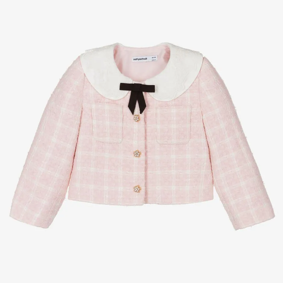Self-Portrait Girls Pink Tweed Jacket Discount