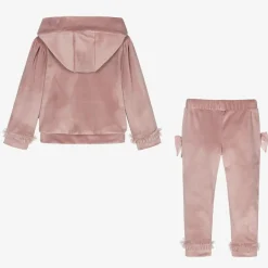 Caramelo Kids Girls Pink Velour & Tulle Bow Tracksuit Best