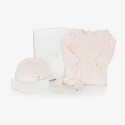 Paz Rodríguez Girls Pink Velour Babysuit Set Outlet