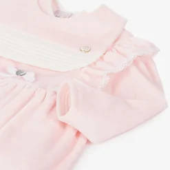 Paz Rodríguez Girls Pink Velour Babysuit Set Outlet