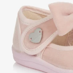 Monnalisa Girls Pink Velvet Bow Shoes Clearance