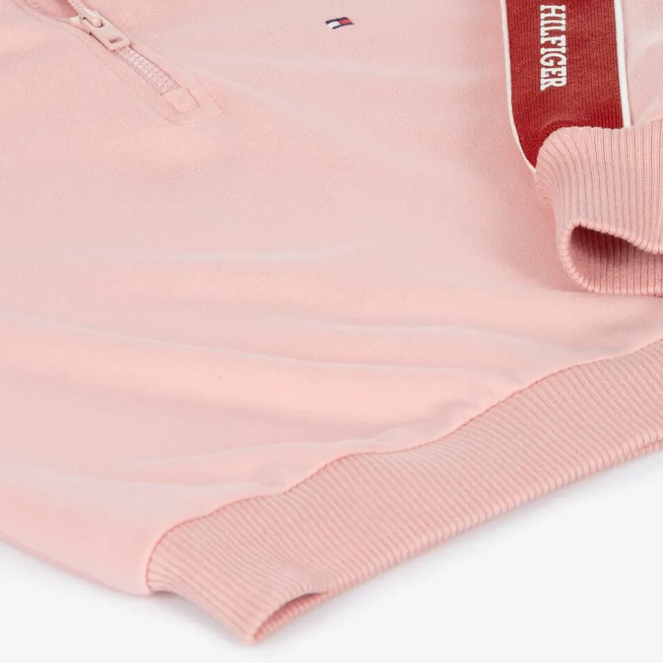 Tommy Hilfiger Girls Pink Viscose Half-Zip Sweatshirt Outlet