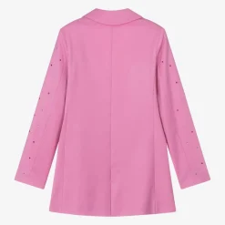 MSGM Girls Pink Viscose Rhinestone Blazer
