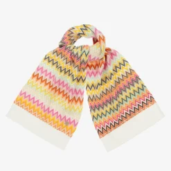 Missoni Girls Pink Wool Knit Zigzag Scarf Hot
