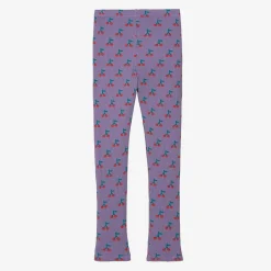 Bobo Choses Girls Purple Cotton Cherry Print Leggings Sale