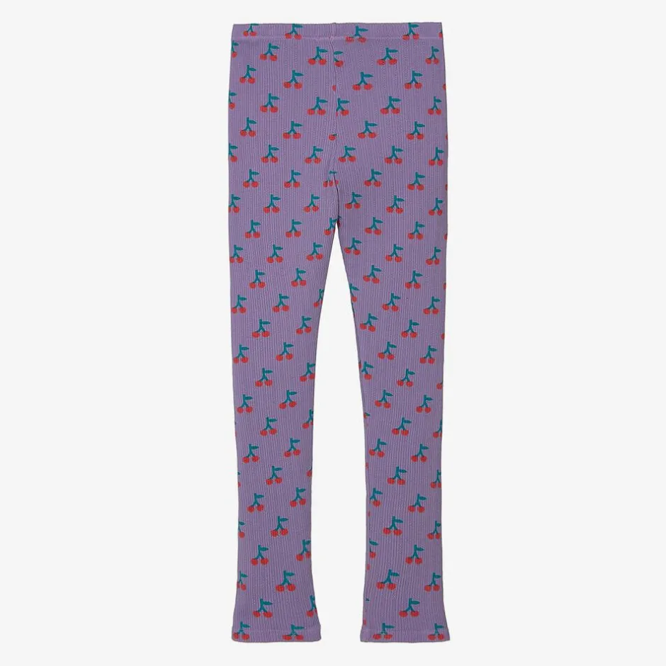 Bobo Choses Girls Purple Cotton Cherry Print Leggings Sale