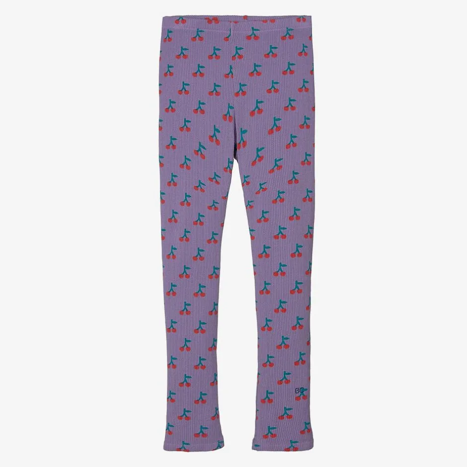 Bobo Choses Girls Purple Cotton Cherry Print Leggings Sale