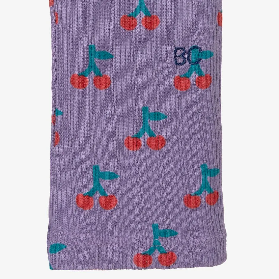 Bobo Choses Girls Purple Cotton Cherry Print Leggings Sale