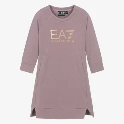EA7 Emporio Armani Girls Purple Cotton EA7 Sweatshirt Dress Hot