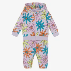 Stella McCartney Kids Girls Purple Cotton Flower Print Tracksuit Discount