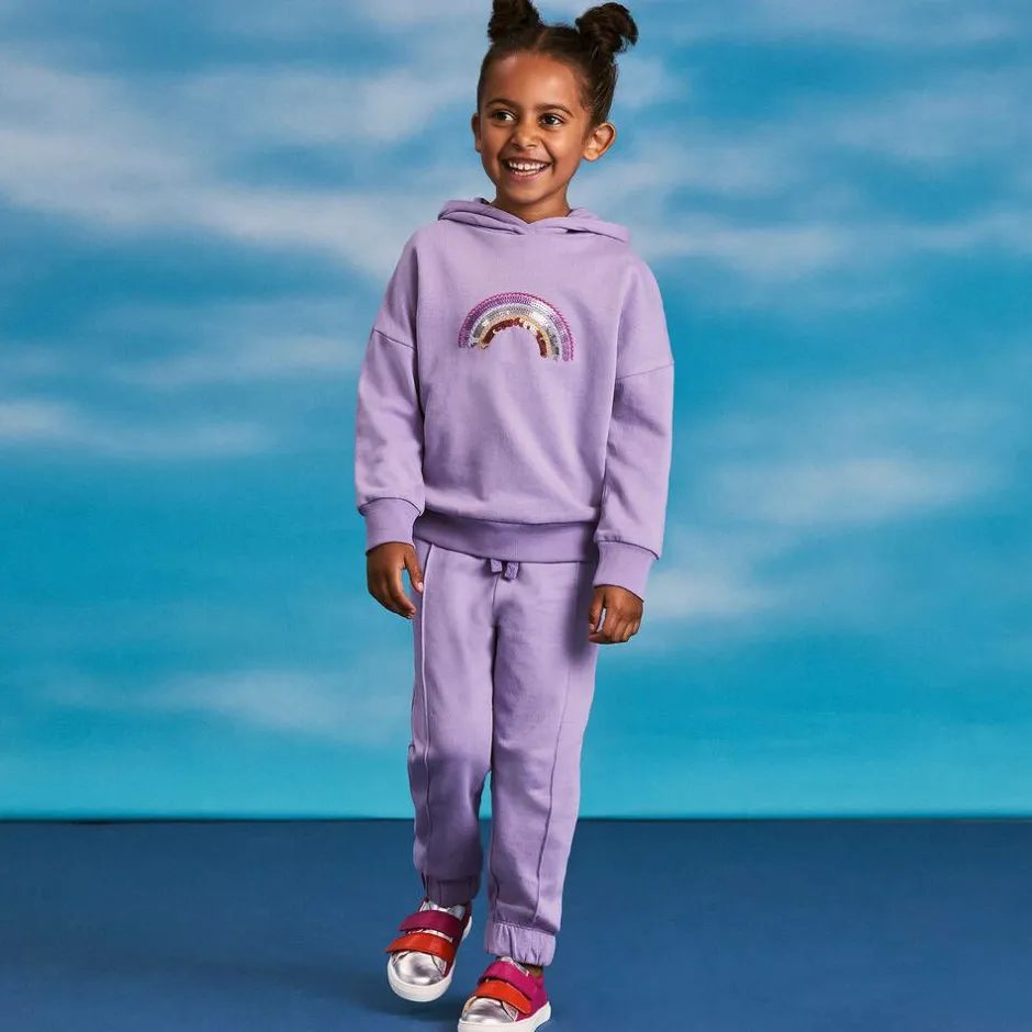 Joyday Girls Purple Cotton Sequin Rainbow Tracksuit Outlet