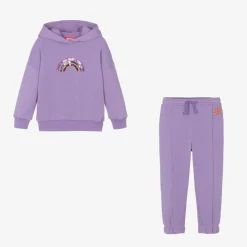 Joyday Girls Purple Cotton Sequin Rainbow Tracksuit Outlet