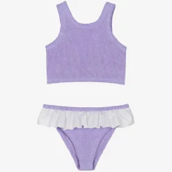 Hunza G Girls Purple Crinkle Frill Bikini Lilac Hot