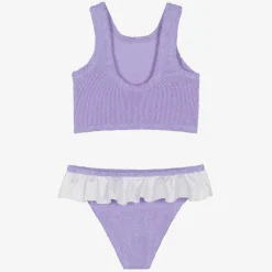 Hunza G Girls Purple Crinkle Frill Bikini Lilac Hot
