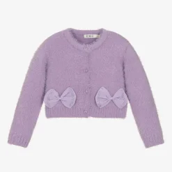 Everything Must Change Girls Purple Fluffy Knit Cardigan Discount