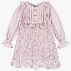 Tutu du Monde Girls Purple Guipure Floral Lace Dress Best