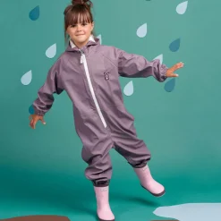 Roarsome Girls Purple Hop The Bunny Rainsuit Grey