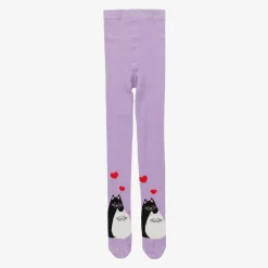 Wauw Capow Girls Purple Organic Cotton Cat Tights Sale