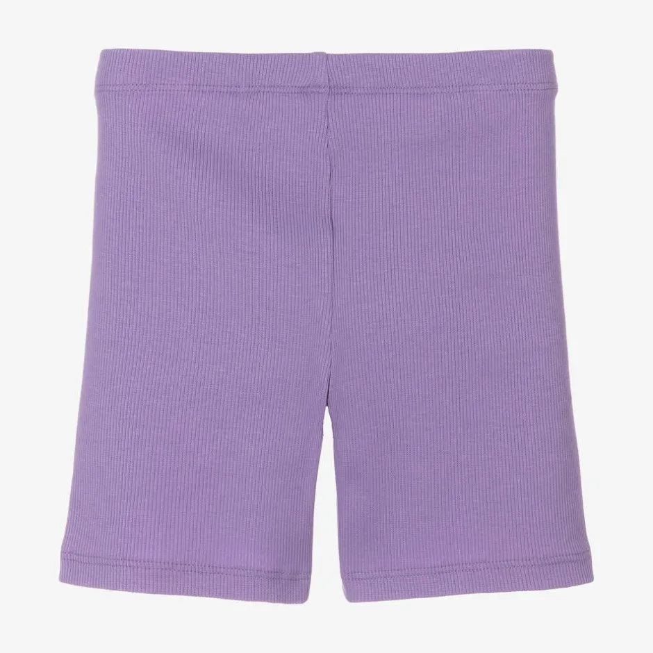 Mini Rodini Girls Purple Organic Cotton Ribbed Shorts Clearance