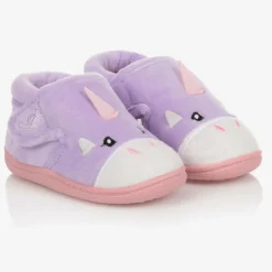 Chipmunks Girls Purple Unicorn Velcro Slippers Sale