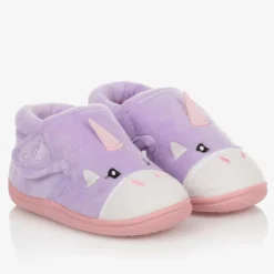 Chipmunks Girls Purple Unicorn Velcro Slippers Sale